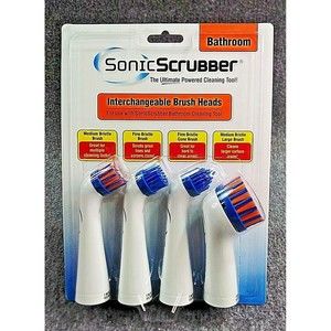 NEW SONIC SCRUBBER BATHROOM POWER CLEANER INTERCHANGEABLE BRUSHES